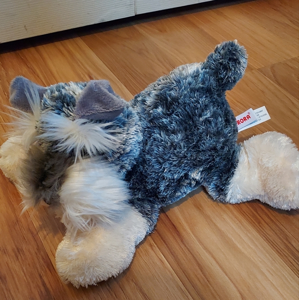 Aurora Schnauzer Plush Flopsie Gray White Dog Stuffed Realistic Stein 8 Inches